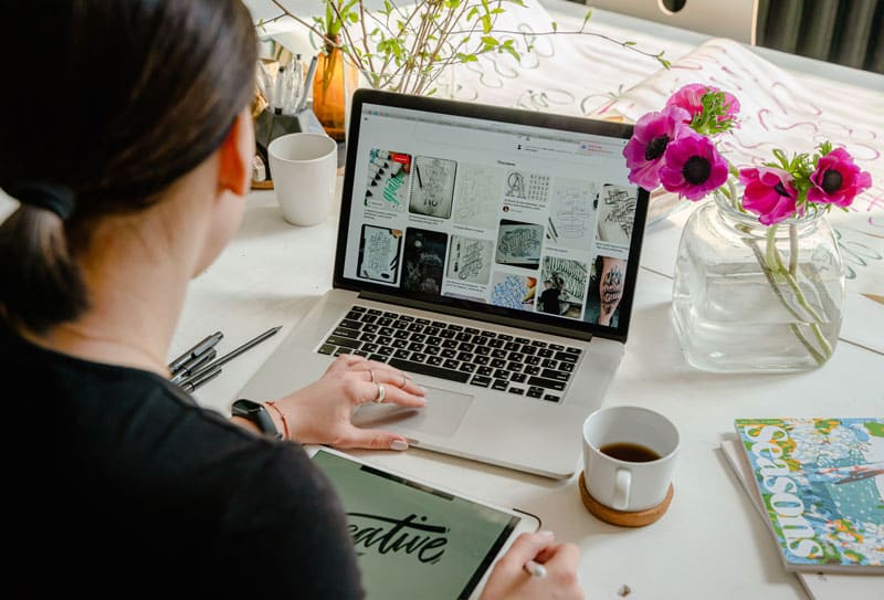 lady working from home on her laptop