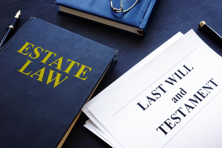 Estate Law Book With Last Will And Testament Papers